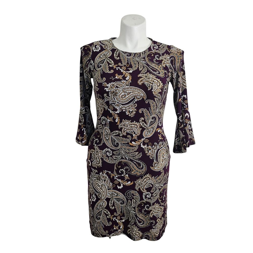 Tommy Hilfiger Petite Paisley Bell-Sleeve Shift Dress - Size 2 - Picture 2 of 9